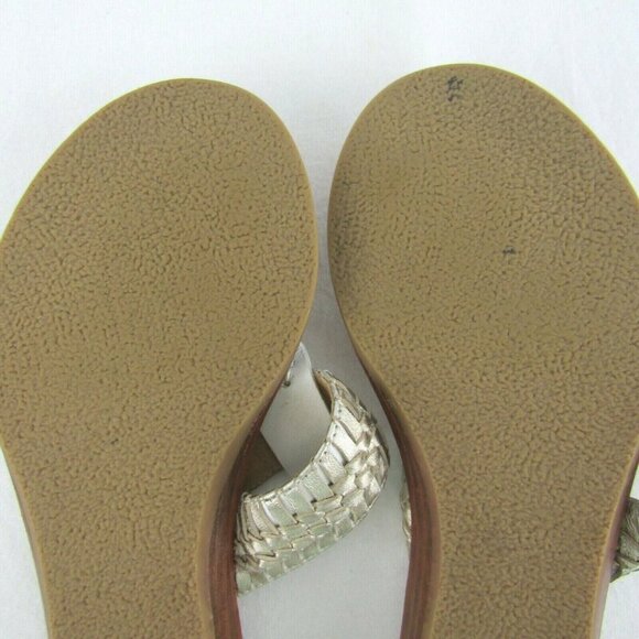 Jack Rogers White Gold Metallic Braided Leather Thong Sandals Size 6M Flip Flops - Picture 12 of 12